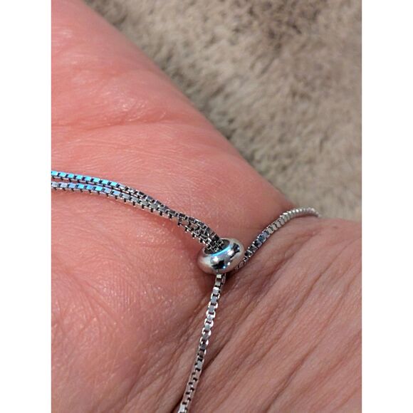 Adjustable 925 Sterling Silver Bracelet – Sparkling CZ Accents – Elegant Fit - Picture 3 of 7